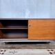 Enfilade 2 sliding doors in teak feet vintage chrome