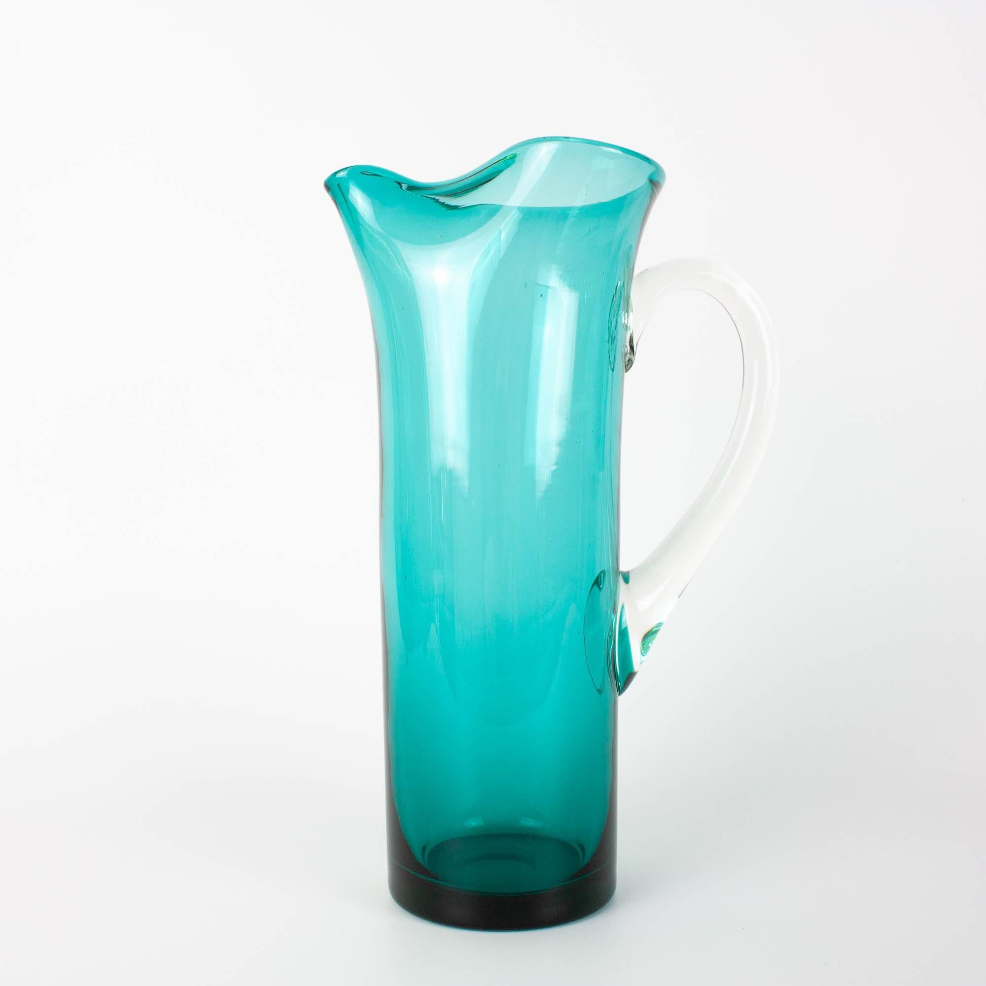1960s Portuguese Turquoise Glass Jug