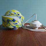 Multicolored veined opaline pendant lamp, 60s