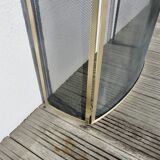 Brass fireplace screen, minimalist, curved, French work, 1970