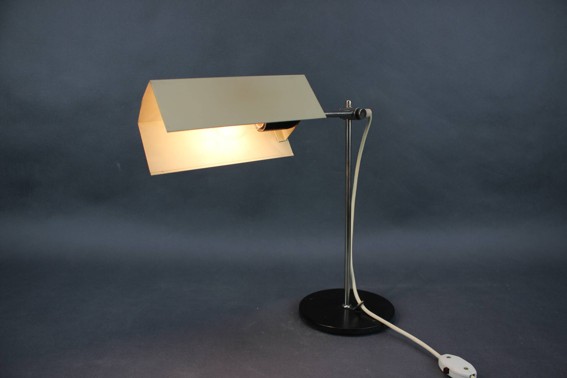 Minimalist chrome table lamp, German, Bauhaus style, 1970s.