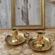 Pair of antique solid brass candle holders