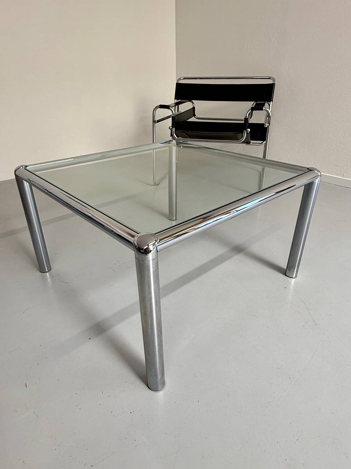 Antique glass and metal coffee table, Italian design from the 70s, vintage