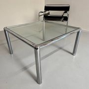 Antique glass and metal coffee table, Italian design from the 70s, vintage
