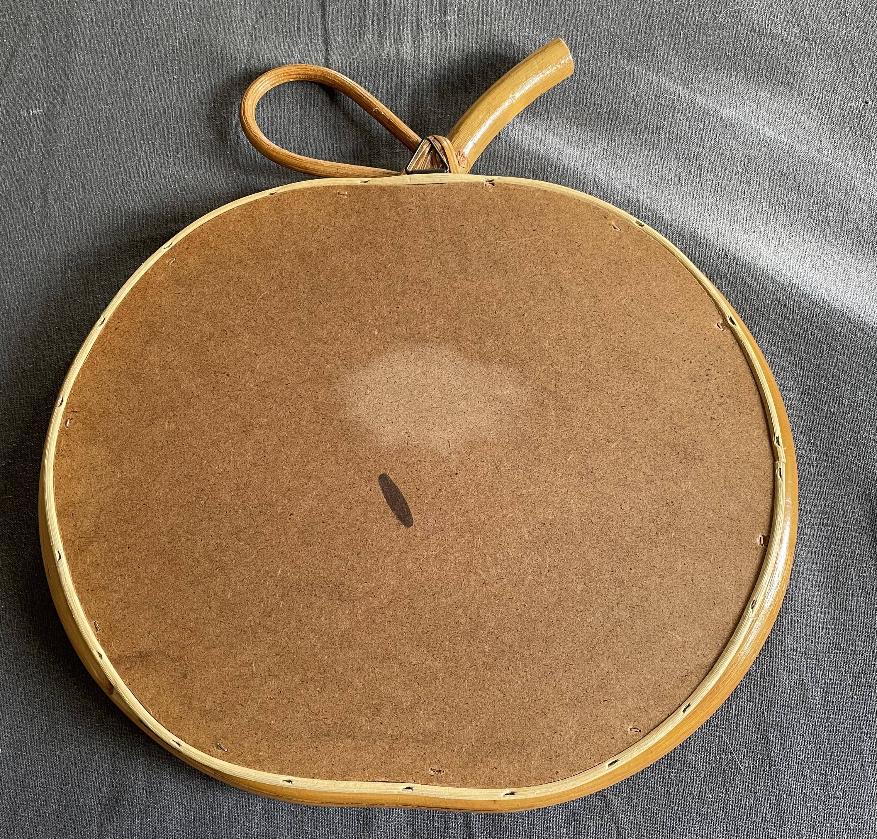 Miroir pomme en rotin & bambou 33x34cm
