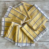 Set of 8 yellow & black checkered table napkins 55x55 cm linen