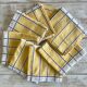 Set of 8 yellow & black checkered table napkins 55x55 cm linen