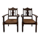 Paire de fauteuils rustiques esprit Charles Dudouyt