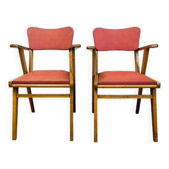 Paire de fauteuils de bridge vintage années 50