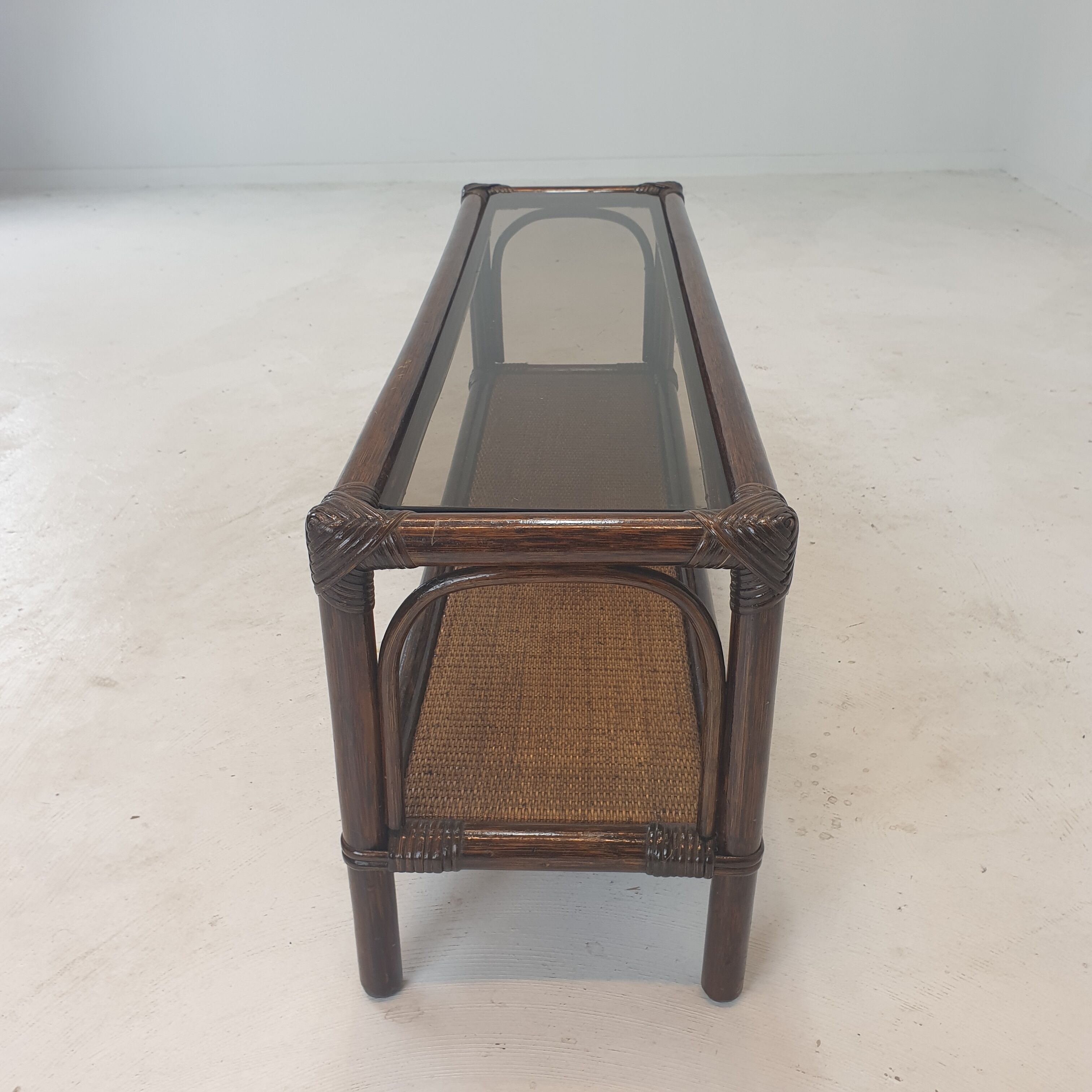 Italian Bamboo and Rattan Coffee Table, 1980s