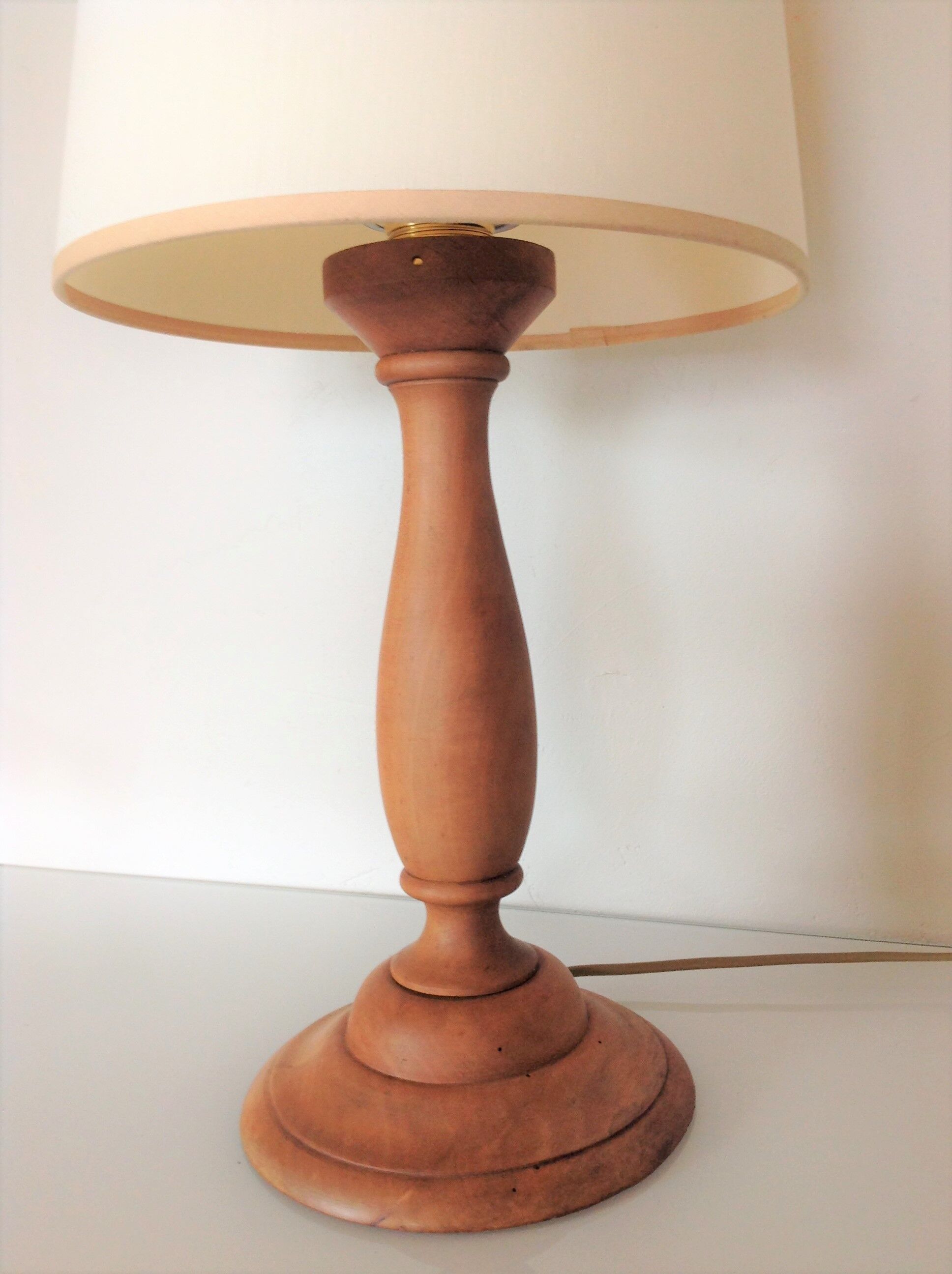 Turned wood lamp vintage 60s-70s