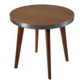 Vintage metal and teak side table from the 1950s.
