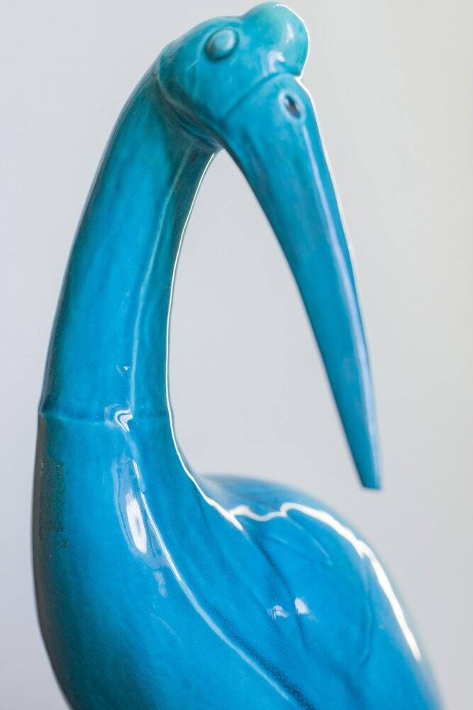 Chinese turquoise glazed crane figurine, 1950s