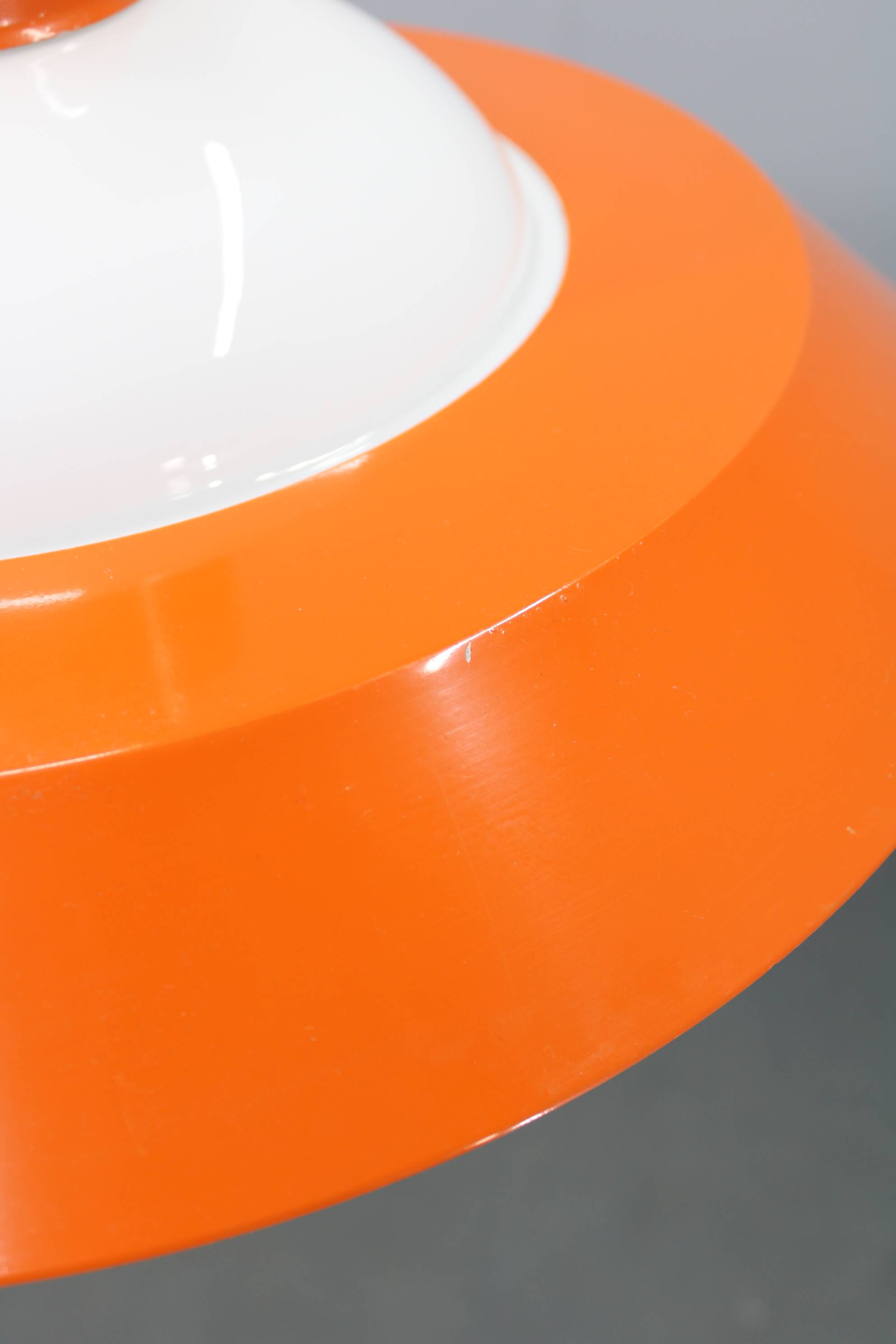 1970s Czechoslovak mid-century orange opaline glass pendant lamp