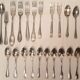 Set of mismatched silvered metal cutlery