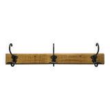 Antique wooden coat rack with metal hooks
