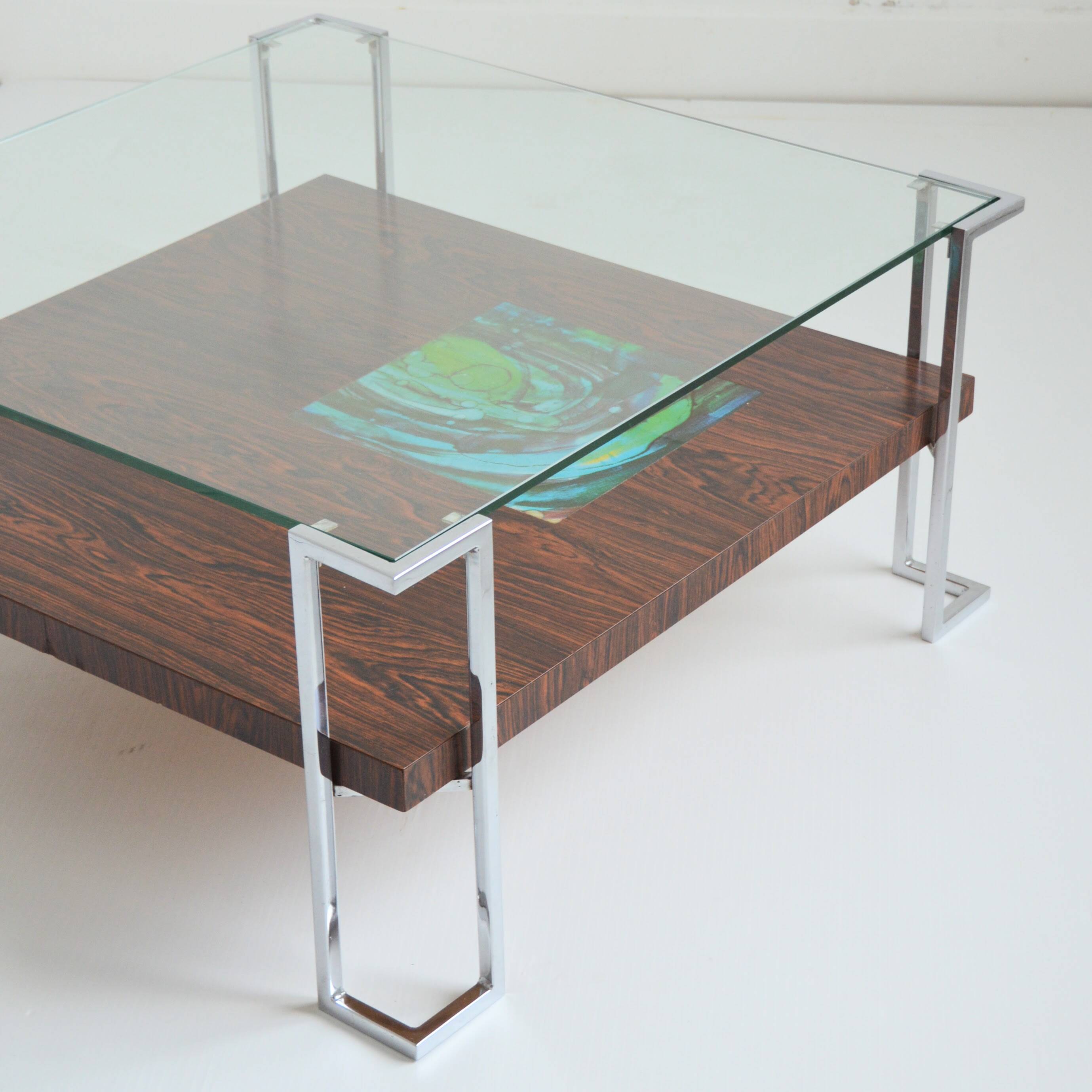 Double tray coffee table Vintage design 1970s