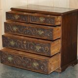 Victorian oak commode finely carved.