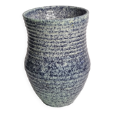 Speckled blue glazed stoneware vase – signed Accolay – 20 cm