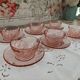 Lot de 6 tasses et sous-tasses en rosaline torsadée Arcoroc France