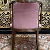 English office chair in mahogany and pink velvet