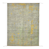 Handwoven Tribal One of a Kind 200 cm x 283 cm Green Wool Carpet