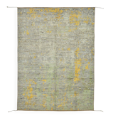 Tapis tribal tissé à la main, pièce unique, 200 cm x 283 cm, en laine verte