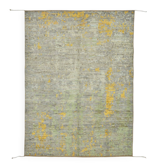 Handwoven Tribal One of a Kind 200 cm x 283 cm Green Wool Carpet