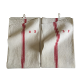 Pair of dishcloths linen monograms old
