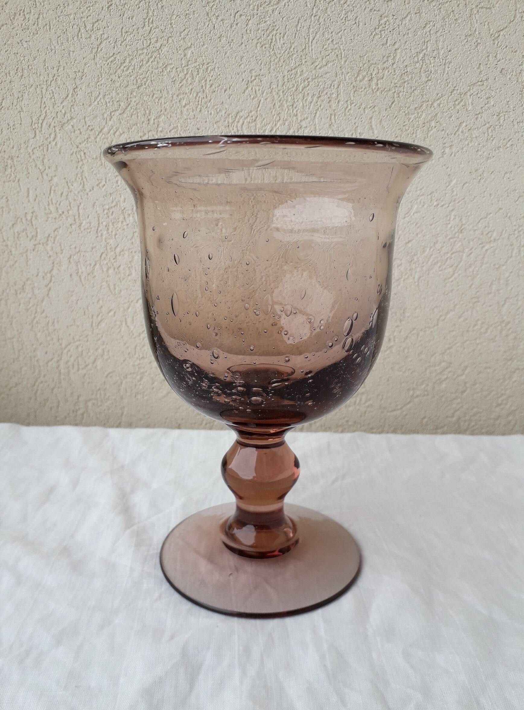 Stemmed glass in bubbled glass