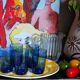 Cinq verres de verrier en verre soufflé vintages