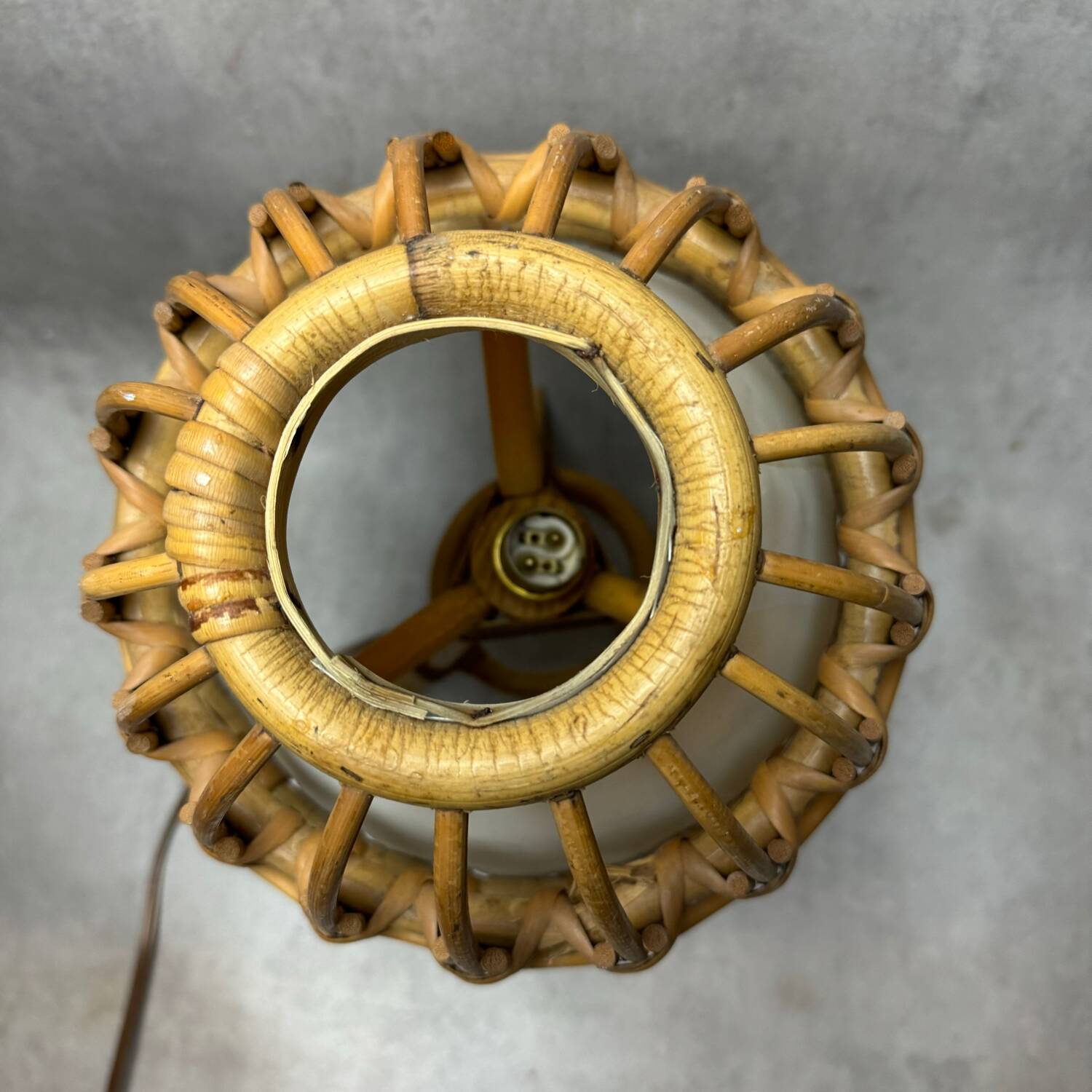 Mid-Century French Rattan and Wicker Table Lamps by Louis Sognot, 1960s,