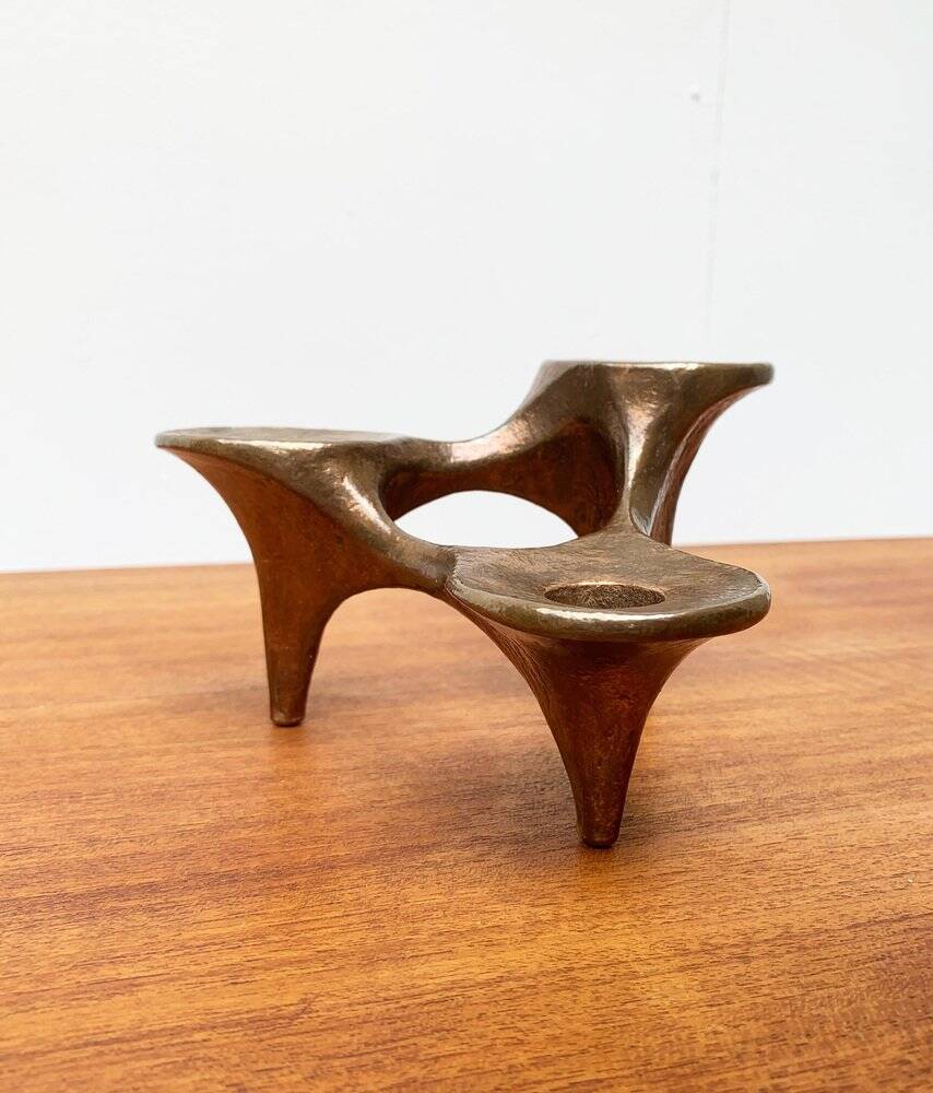 Vintage German brutalist metal candlestick by Harjes.