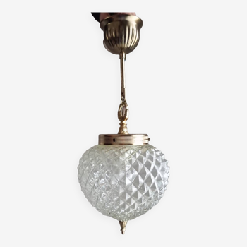 Diamond-point ball globe chandelier, empire style, 1970
