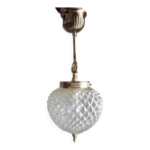 Lustre globe boule pointe de diamant, style empire, 1970