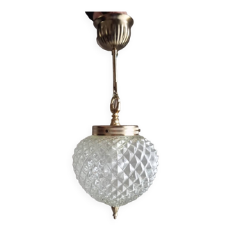 Diamond-point ball globe chandelier, empire style, 1970