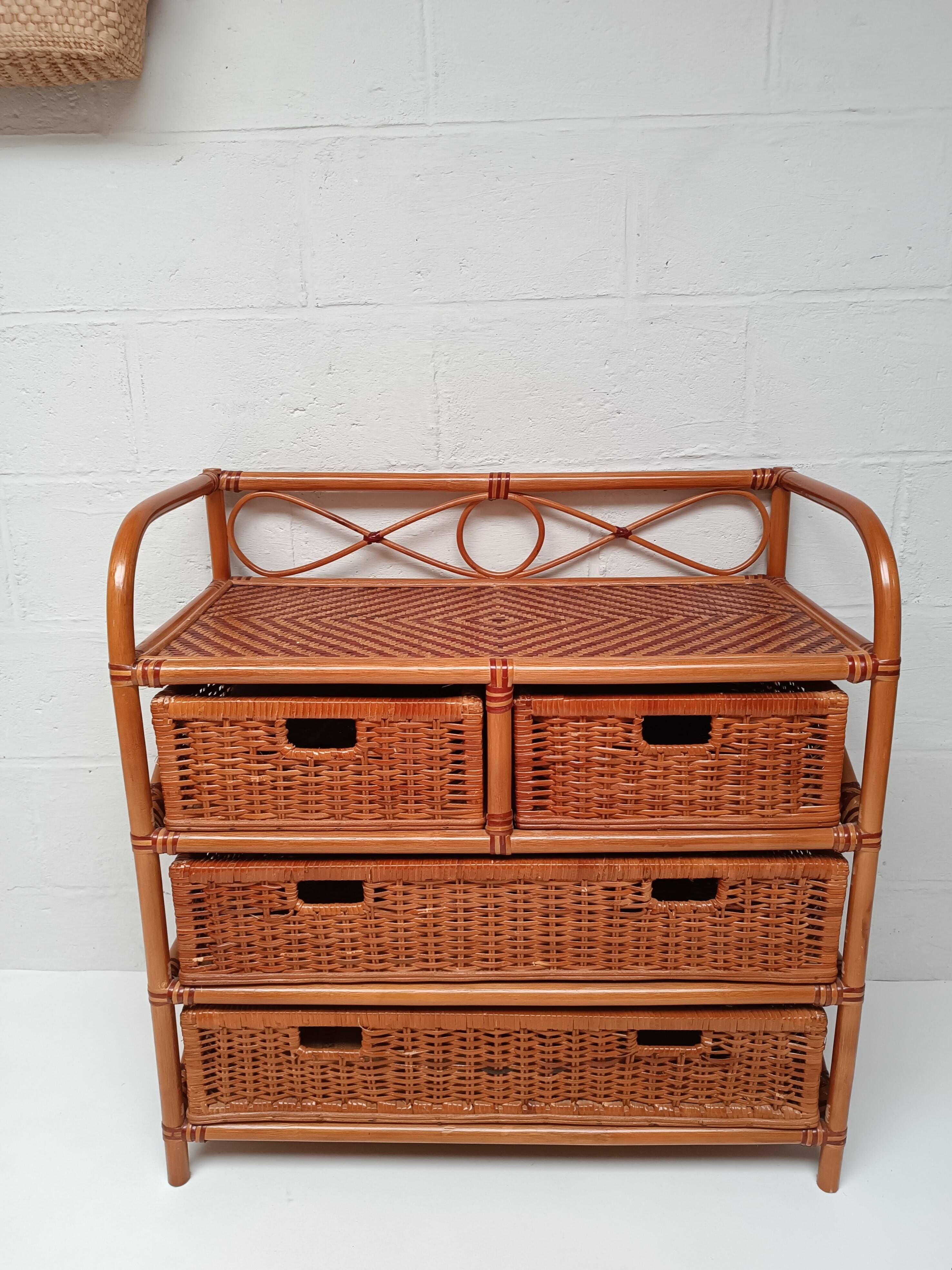 Commode rotin et bambou