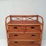 Rattan and bamboo chest of drawers