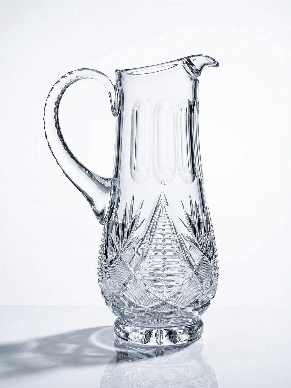 Large cut crystal water pitcher, European crystal makers 20th century