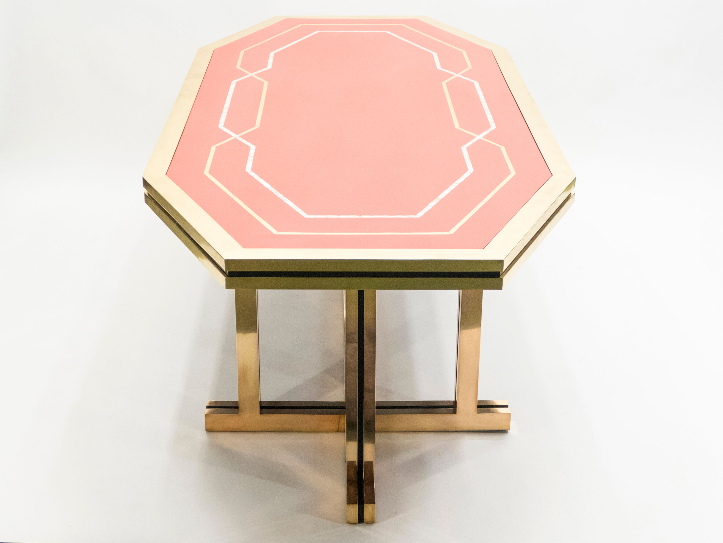 Red brass lacquered table  1970