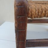 Chaise au cordage ancien espagnole brutaliste ancienne XVIIième ou XVIIIième