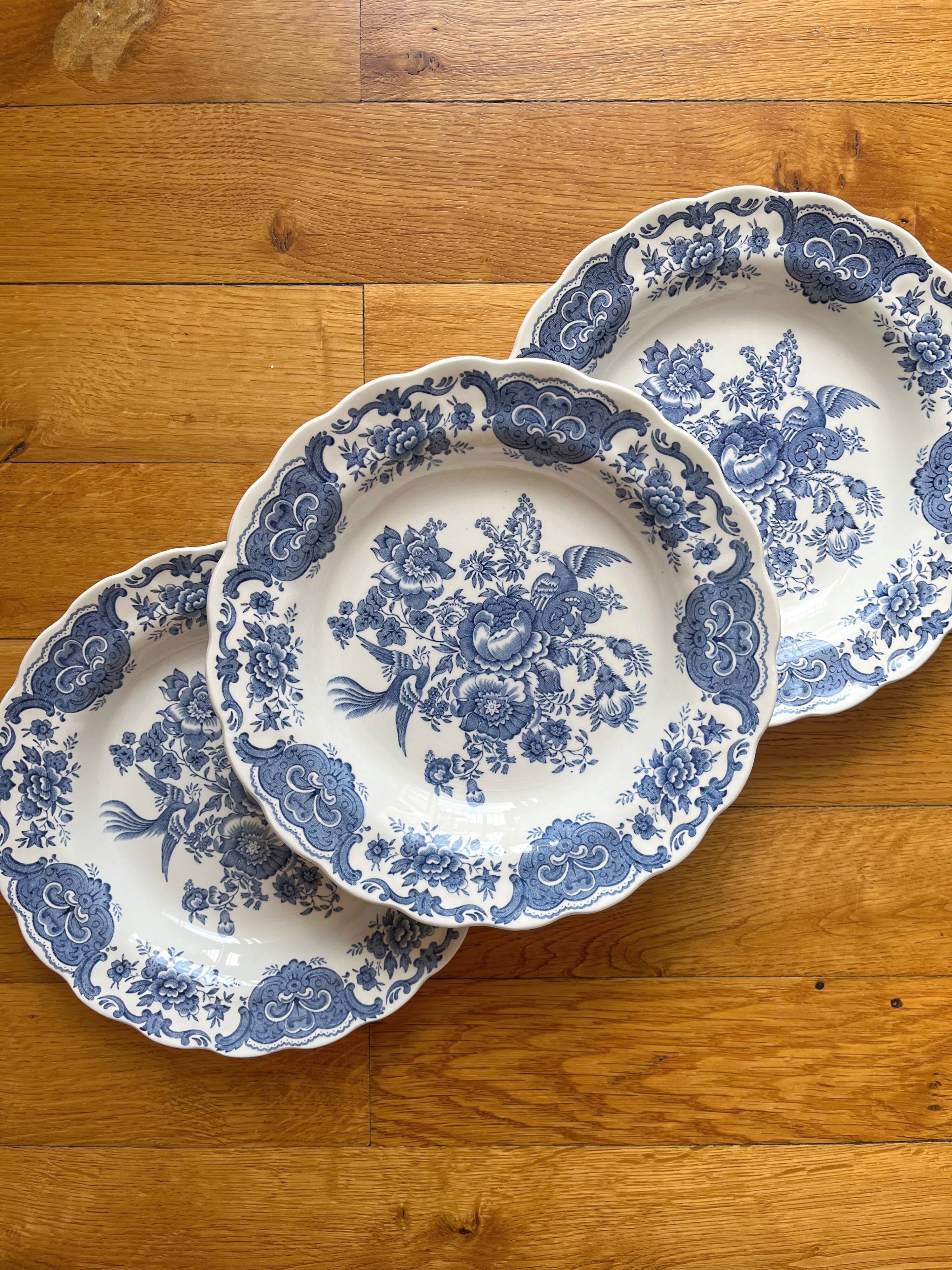 3 assiettes creuses en faïence anglaise Windsor, Ridgway of Staffordshire England
