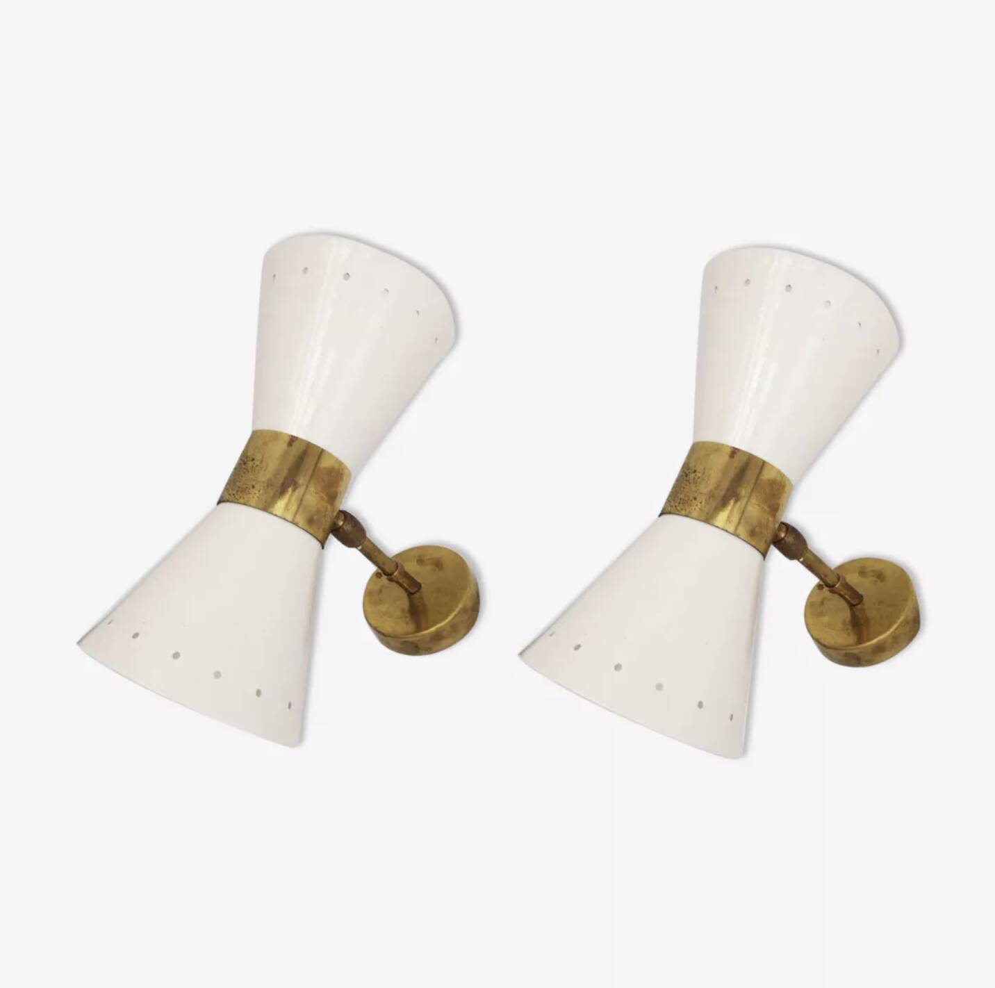 Pair of diabolo design wall sconces from the 1950s