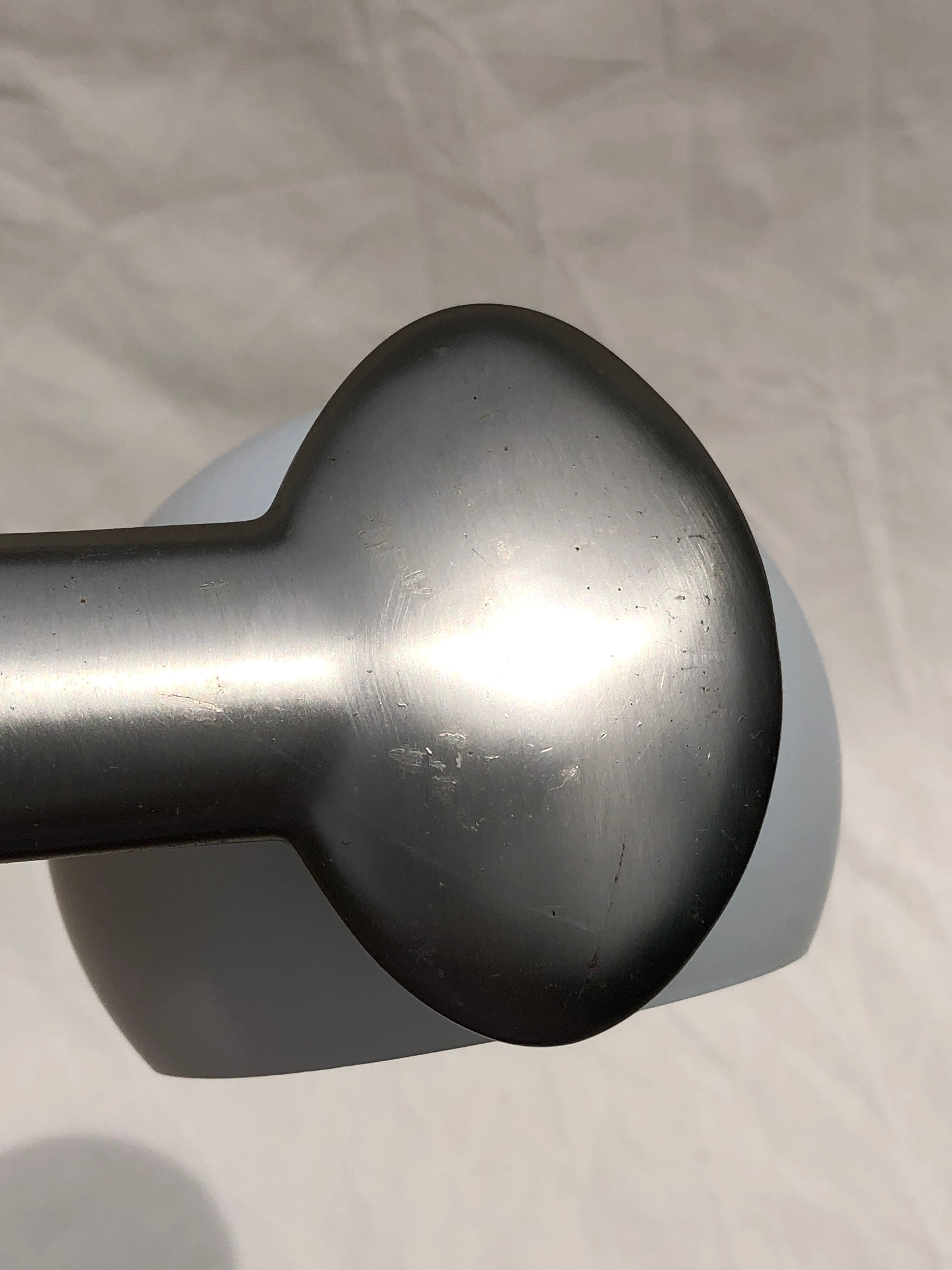 Pair of brushed steel appliques, half-egg opaline, 1970
