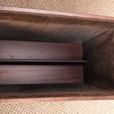 Danish magazine rack in rosewood and leather, 1960.