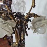 LOUIS XV style chandelier in gilded and patinated bronze with draped women