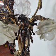 LOUIS XV style chandelier in gilded and patinated bronze with draped women