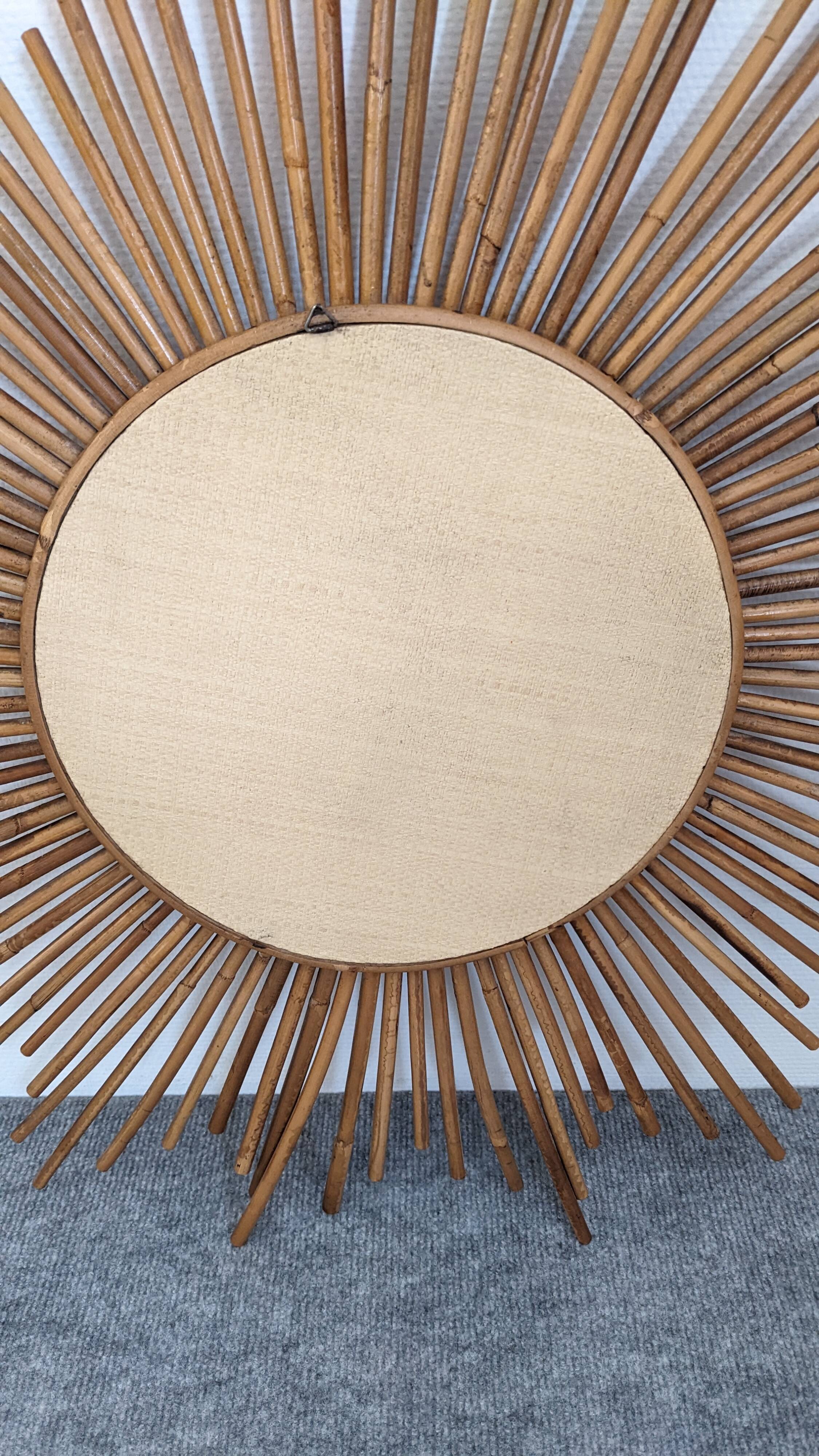 XL rattan sun mirror from the 50s/60s