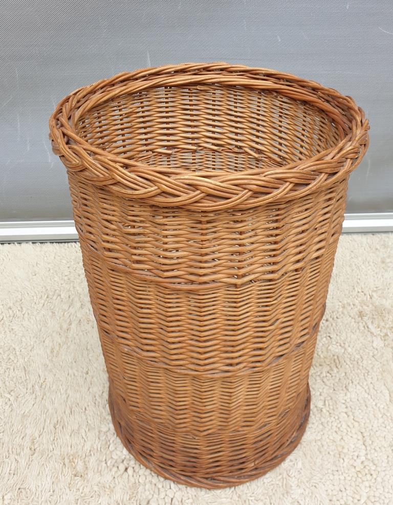 Vintage cylindrical rattan basket