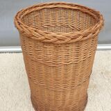 Vintage cylindrical rattan basket